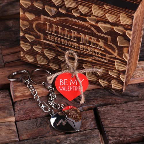 Be Mine Set Gift Box  Double Heart Keychains