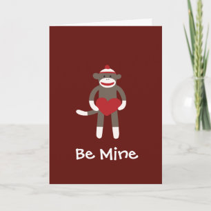 Be Mine Sock Monkey Happy Valentine's Day Card