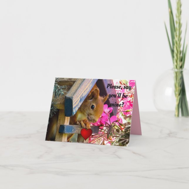 Be Mine Squirrel Valentine Holiday Card (Front)