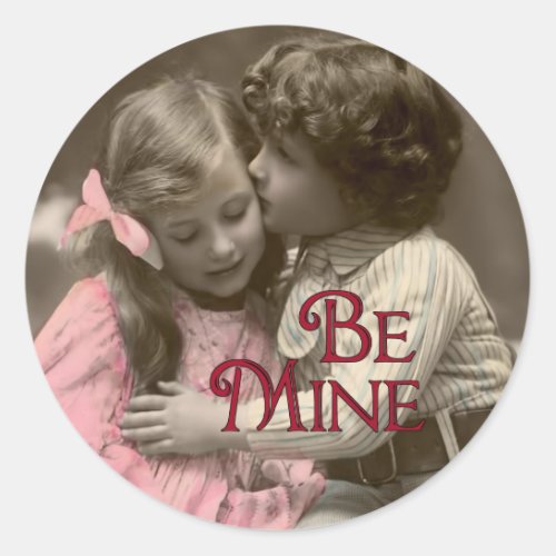 Be Mine Sweet Vintage Valentine Classic Round Sticker