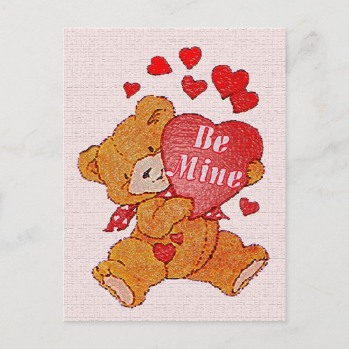 Be Mine Teddy Bear Valentine Postcard