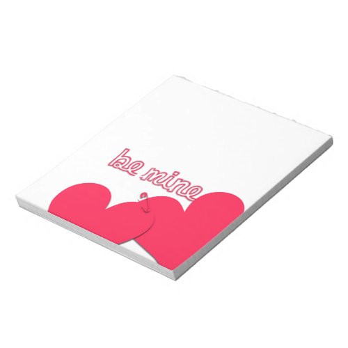 Be Mine Two hearts Safety pin Valentines Notepad