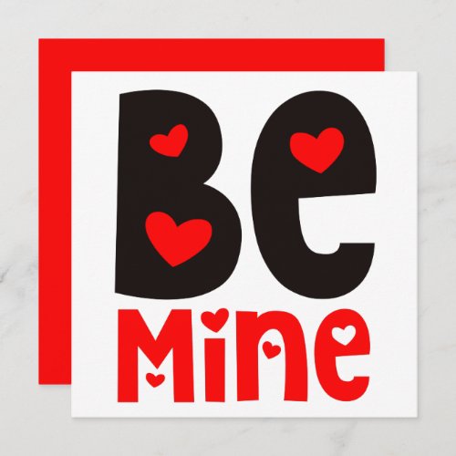 Be Mine Typography Valentines Day Red White Card