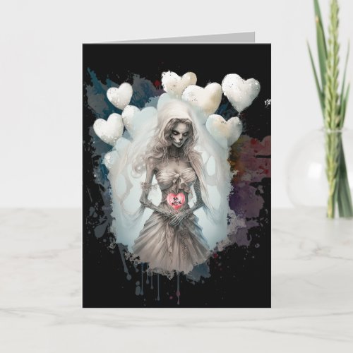 Be Mine Valentine Creepy Ghoul Skeleton Card