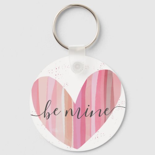 Be Mine Valentine Cute Pink Textured Heart Keychain