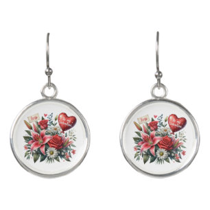 Be Mine Valentine floral/heart  Earrings