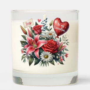 Be Mine Valentine floral/heart Scented Candle