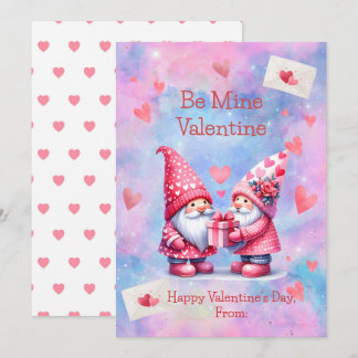 Be Mine Valentine Gnomes Flat Holiday Card