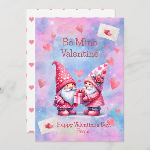 Be Mine Valentine Gnomes Flat Holiday Card
