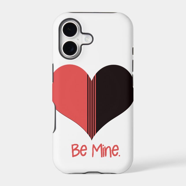 Be Mine Valentine Heart Red Black Stripe iPhone Case (Back)