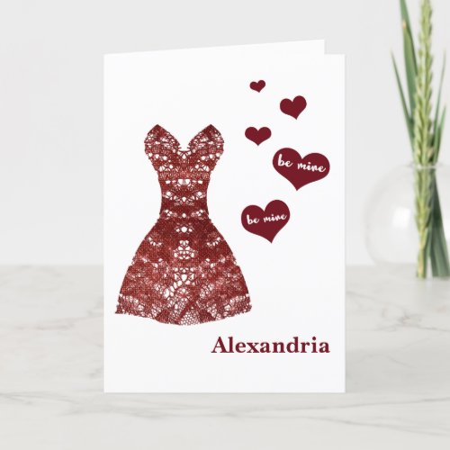 Be Mine Valentine Photo  Lace Dress Bridesmaid Holiday Card