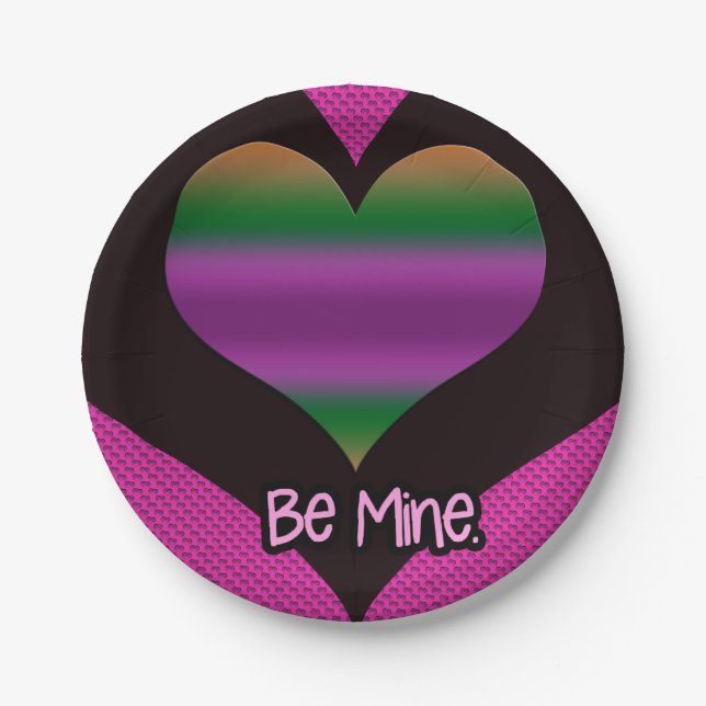 Be Mine Valentine Purple Heart Paper Plates (Front)