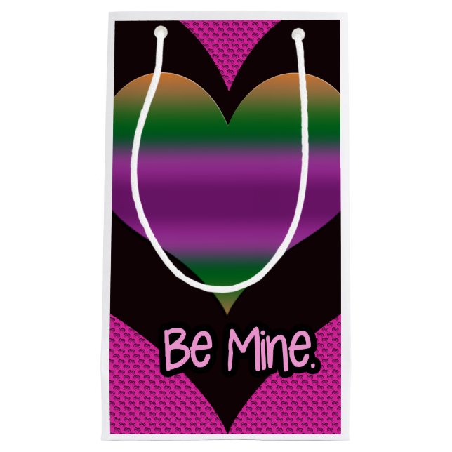 Be Mine Valentine Purple Heart Small Gift Bag (Front)