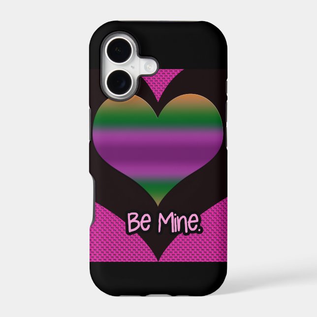 Be Mine Valentine Purple Heart Striped iPhone Case (Back)