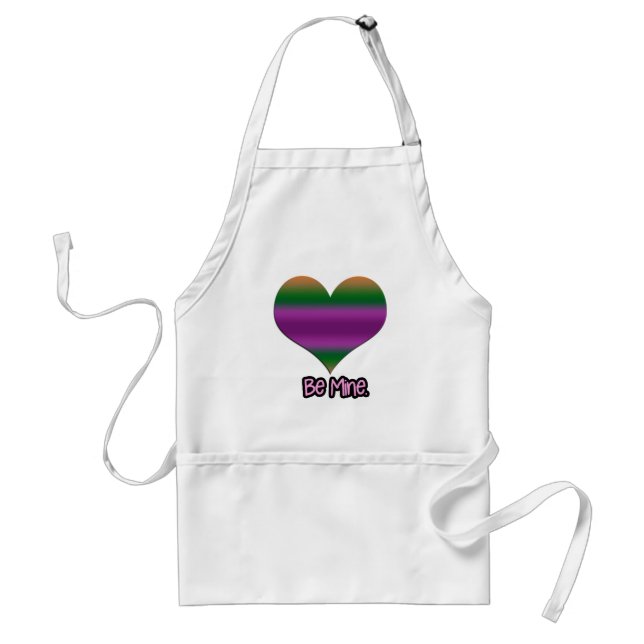 Be Mine Valentine Purple Stripe Heart Adult Apron (Front)