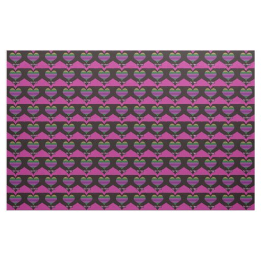 Be Mine Valentine Purple Stripe Heart Fabric