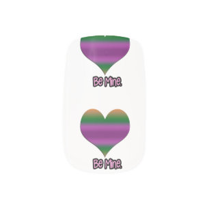 Be Mine Valentine Purple Stripe Heart Minx Nail Wraps