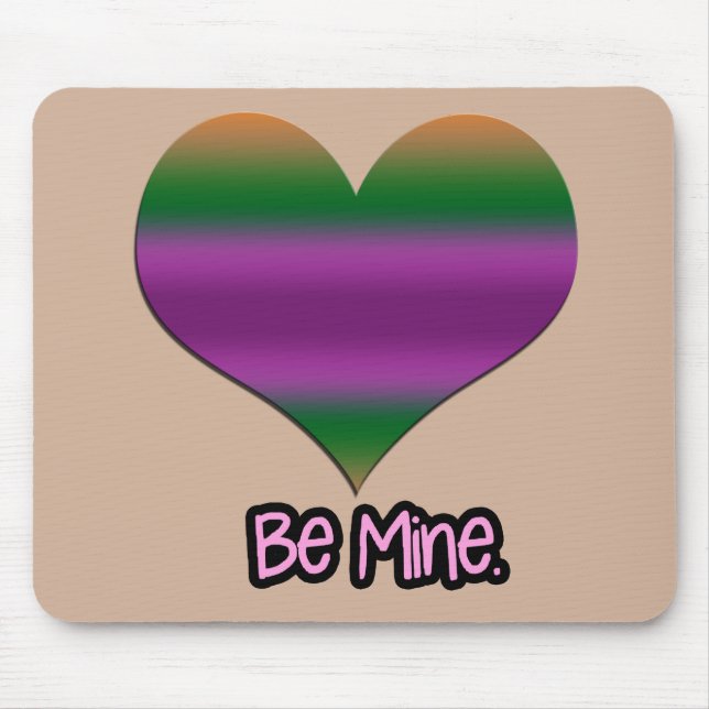 Be Mine Valentine Purple Stripe Heart Mouse Pad (Front)