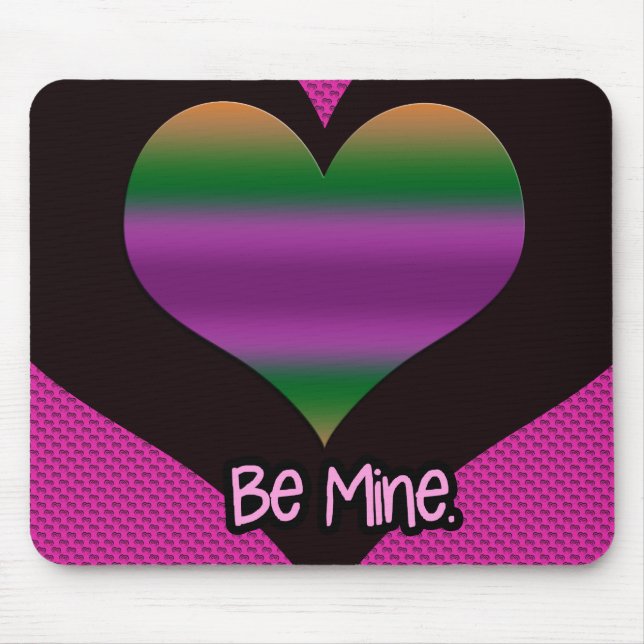 Be Mine Valentine Purple Stripe Heart Mouse Pad (Front)