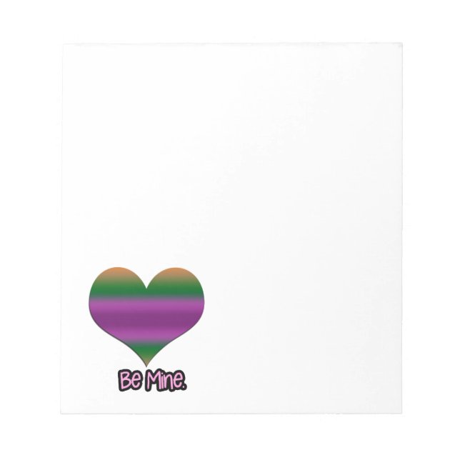 Be Mine Valentine Purple Stripe Heart Notepad (Front)