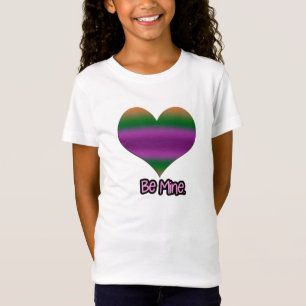 Be Mine Valentine Purple Stripe Heart T-Shirt