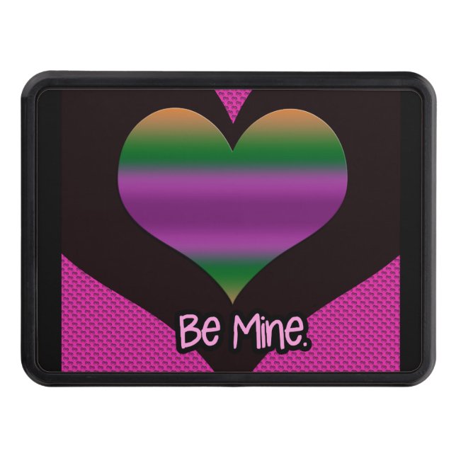 Be Mine Valentine Purple Stripe Heart Tow Hitch Cover (Front)