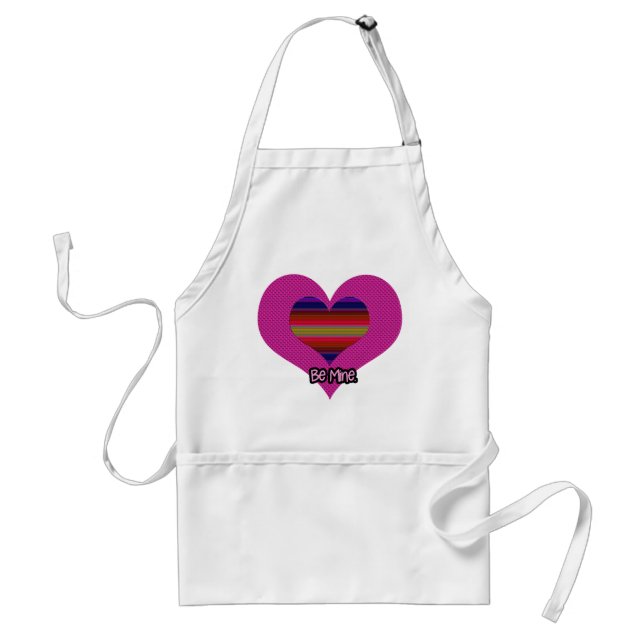 Be Mine Valentine Rainbow Heart Adult Apron (Front)