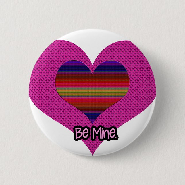 Be Mine Valentine Rainbow Heart Button (Front)