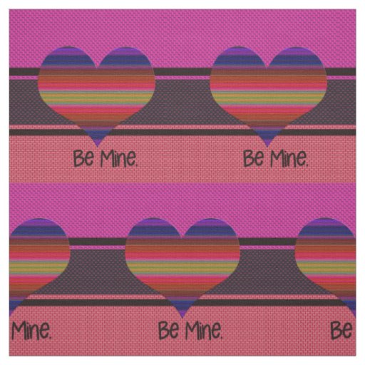 Be Mine Valentine Rainbow Heart Fabric