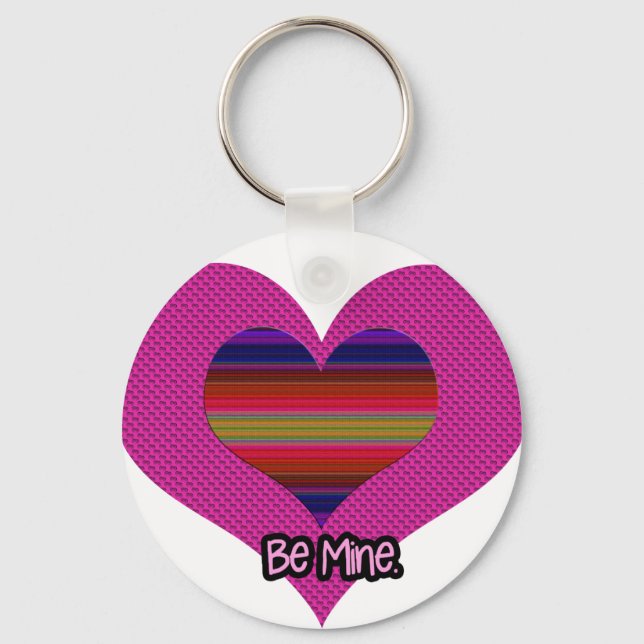 Be Mine Valentine Rainbow Heart Keychain (Front)