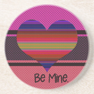Be Mine Valentine Rainbow Heart Sandstone Coaster
