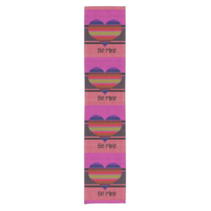Be Mine Valentine Rainbow Heart Short Table Runner