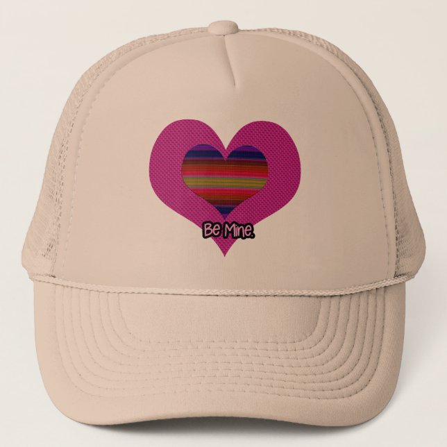 Be Mine Valentine Rainbow Heart Trucker Hat (Front)