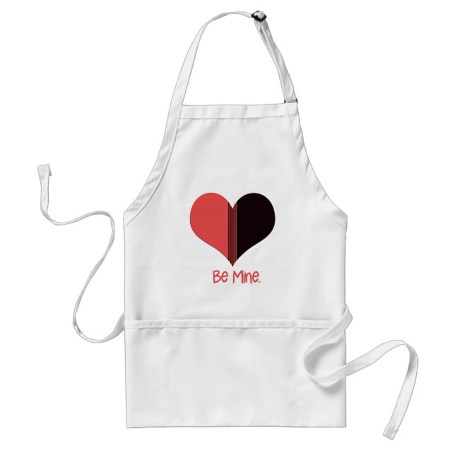Be Mine Valentine Red Stripe Heart Adult Apron (Front)