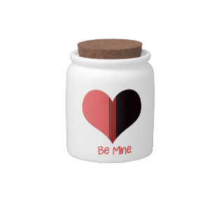 Be Mine Valentine Red Stripe Heart Candy Jar