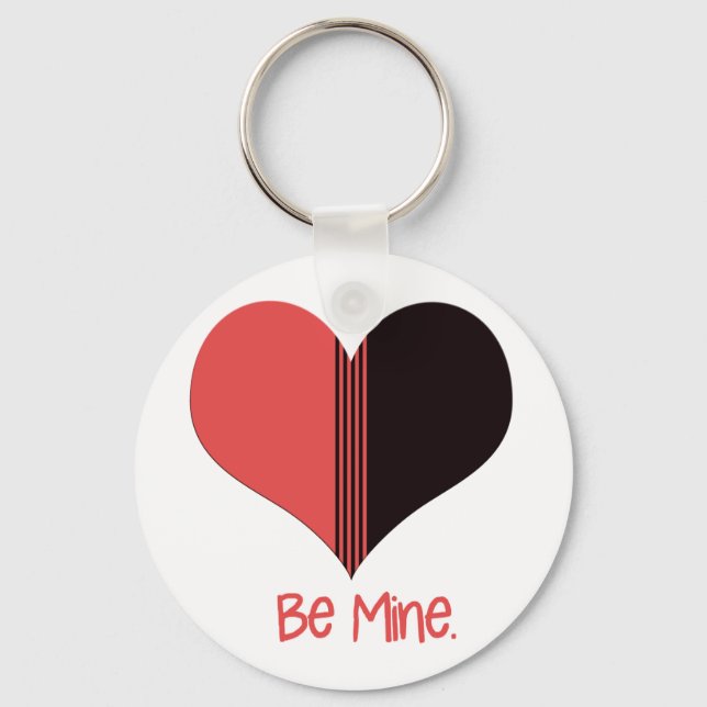 Be Mine Valentine Red Stripe Heart Keychain (Front)