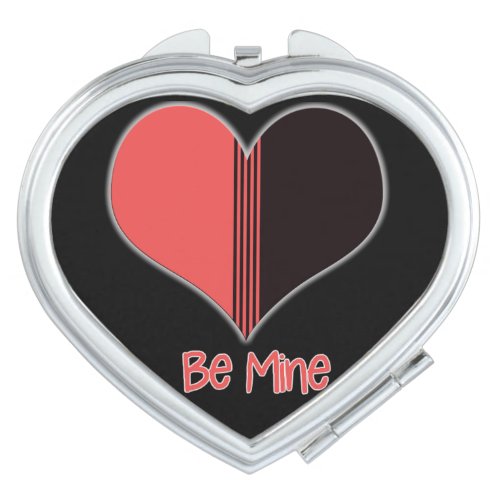 Be Mine Valentine Red Stripe Heart Makeup Mirror