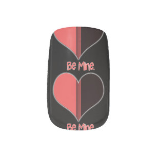 Be Mine Valentine Red Stripe Heart Minx Nail Art