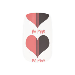 Be Mine Valentine Red Stripe Heart Minx Nail Wraps