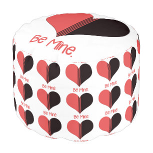 Be Mine Valentine Red Stripe Heart Pouf