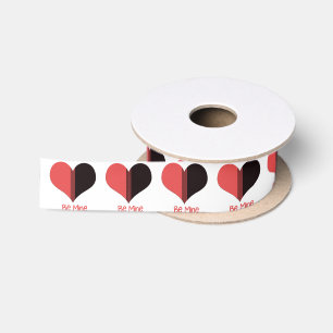 Be Mine Valentine Red Stripe Heart Satin Ribbon