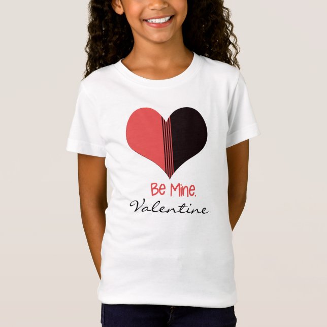 Be Mine Valentine Red Stripe Heart T-Shirt (Front)