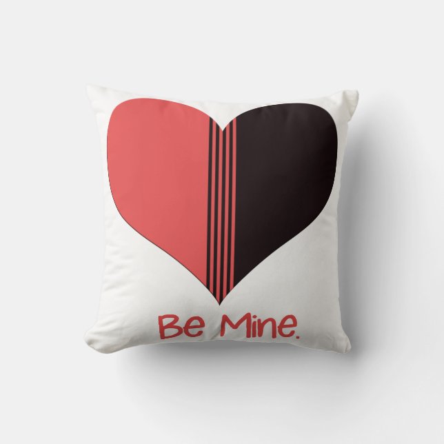 Be Mine Valentine Red Stripe Heart Throw Pillow (Front)