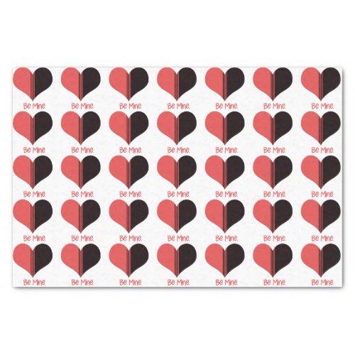 Be Mine Valentine Red Stripe Heart Tissue Paper