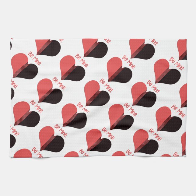 Be Mine Valentine Red Stripe Heart Towel (Horizontal)