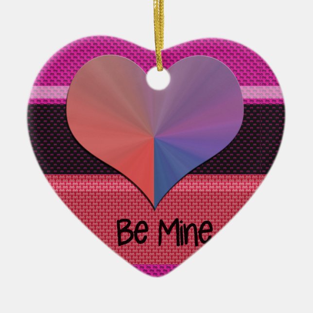Be Mine Valentine Reflective Heart Ceramic Ornament (Front)