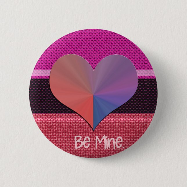 Be Mine Valentine Reflective Heart Pinback Button (Front)