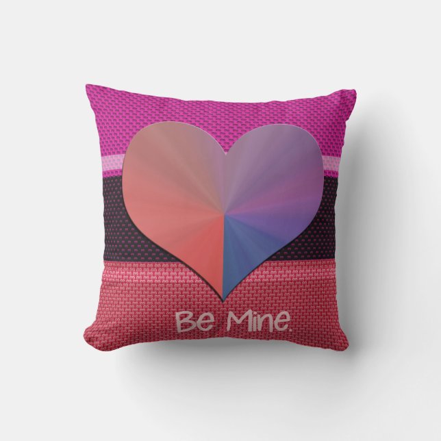 Be Mine Valentine Reflective Heart Throw Pillow (Front)
