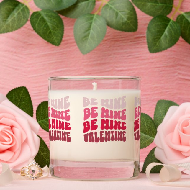 Be Mine Valentine Retro Typography Scented Candle (Wedding)