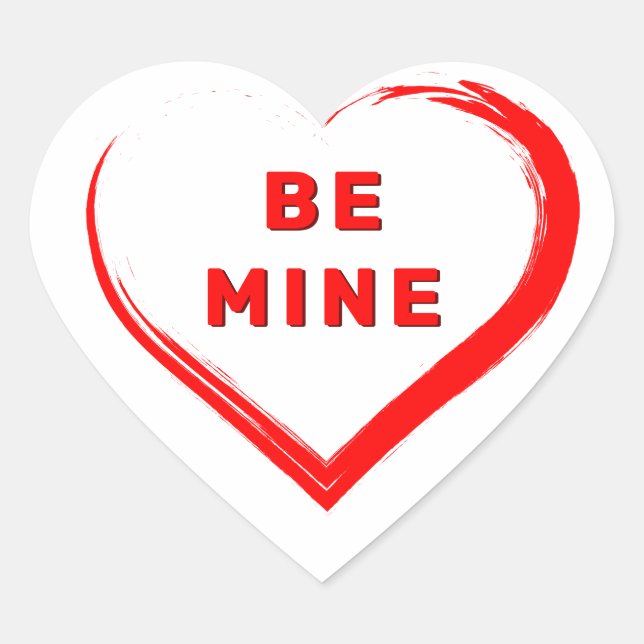 Be Mine Valentine`s Day Romantic Red Heart Sticker (Front)